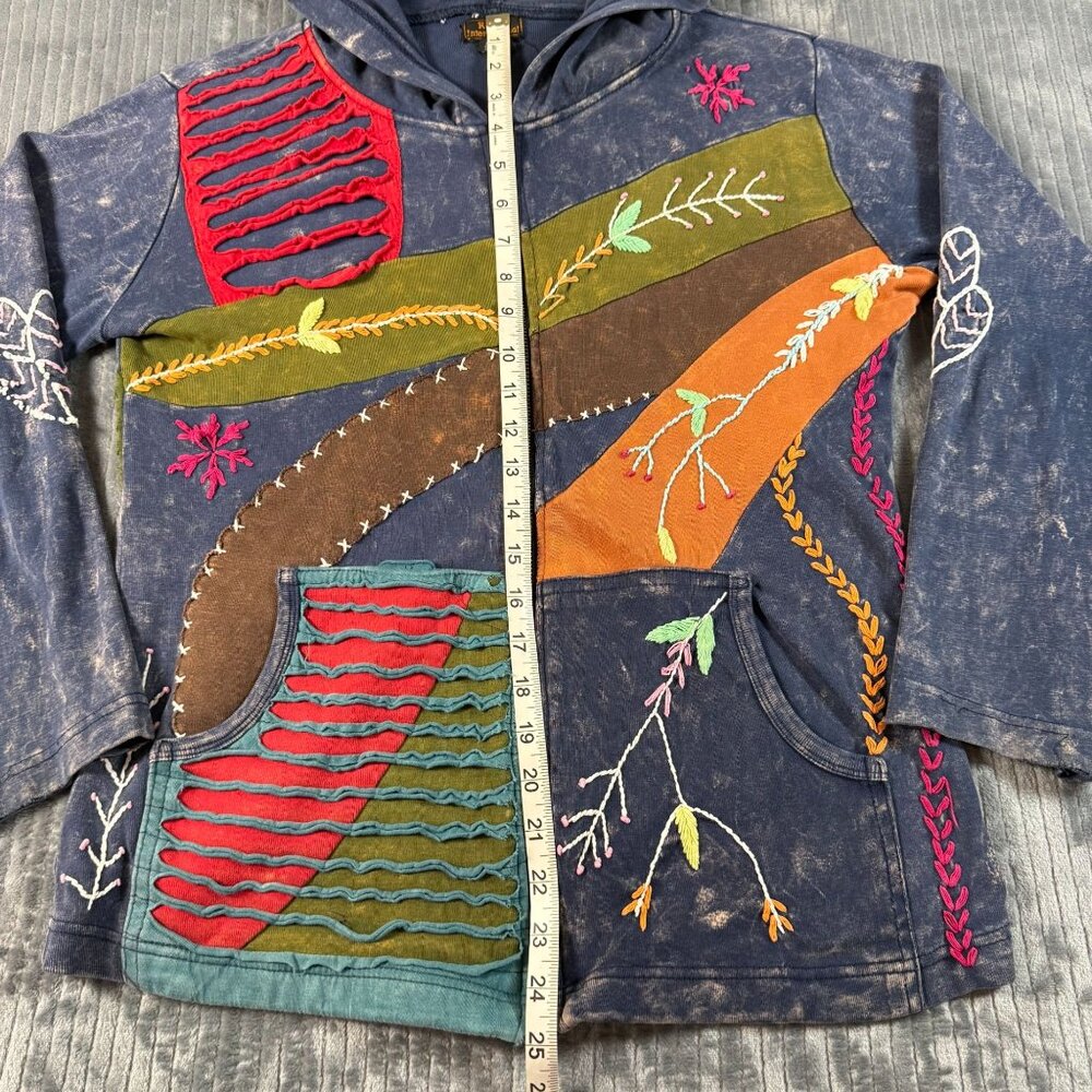 Rising International Rainbow Patchwork Hoodie Ful… - image 3